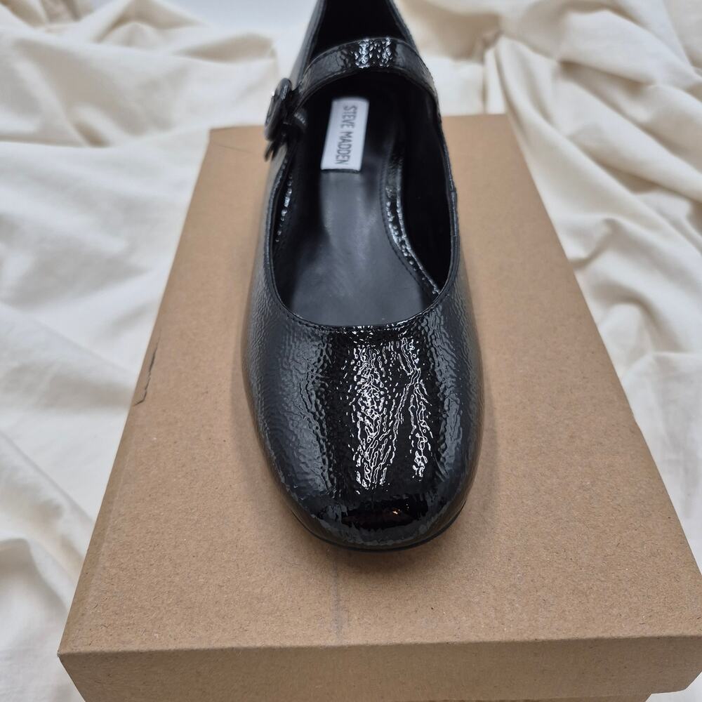 NEW Steve Madden Cyndie Mary jane top strap heels black patent Women's size 7.5 - Picture 2 of 7